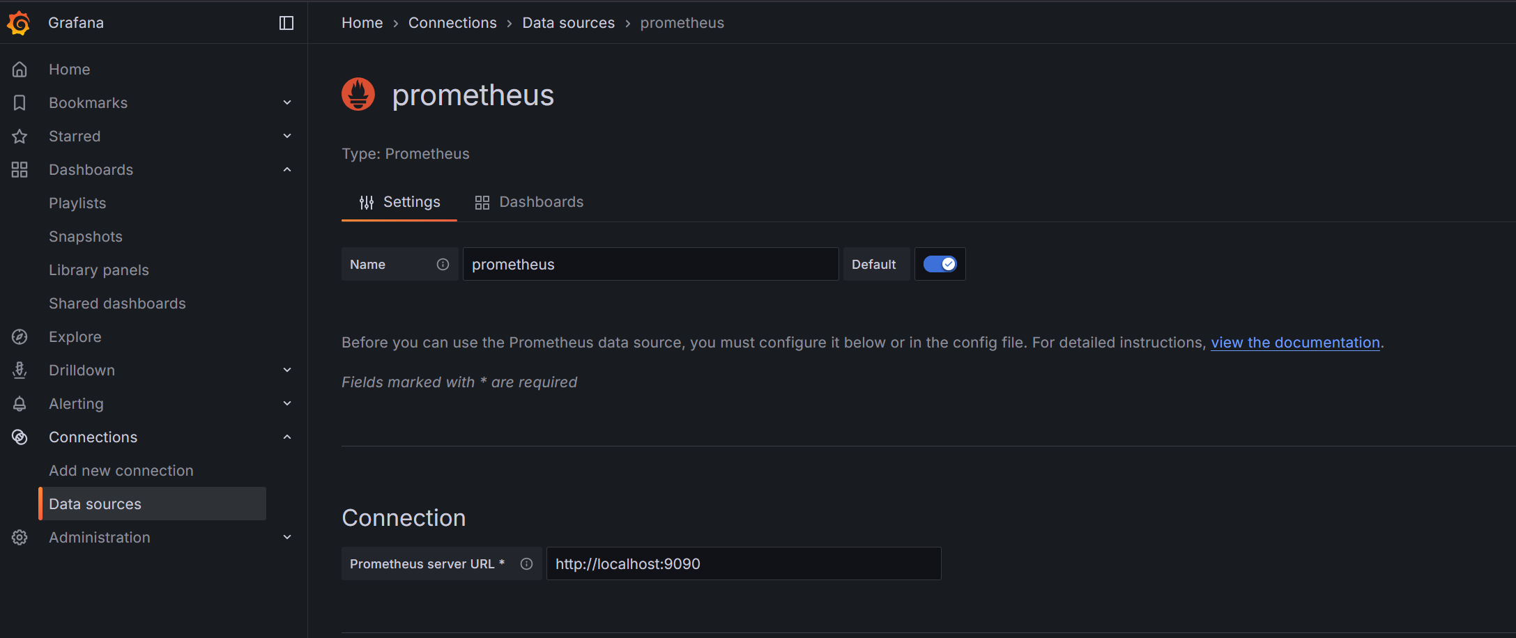 Сервер Prometheus в Grafana
