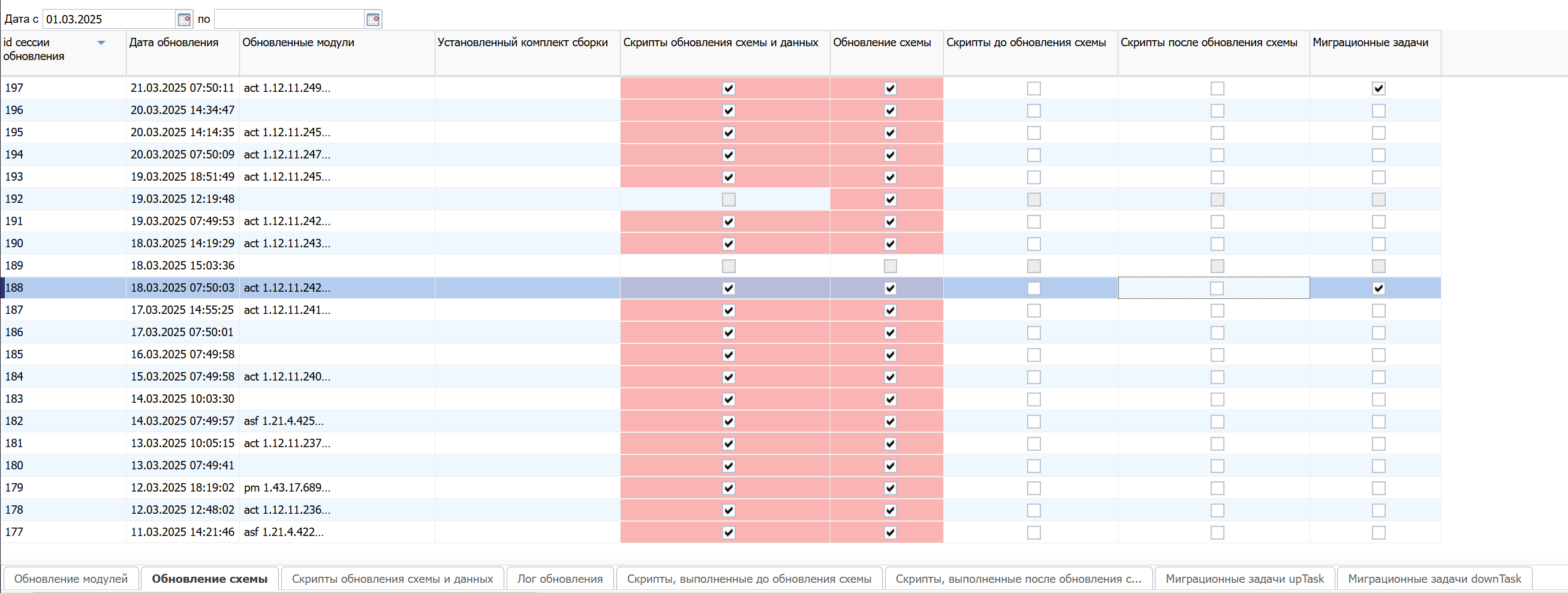 Журнал обновлений