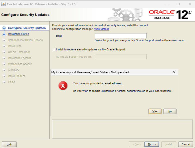 Настройка уведомлений Oracle