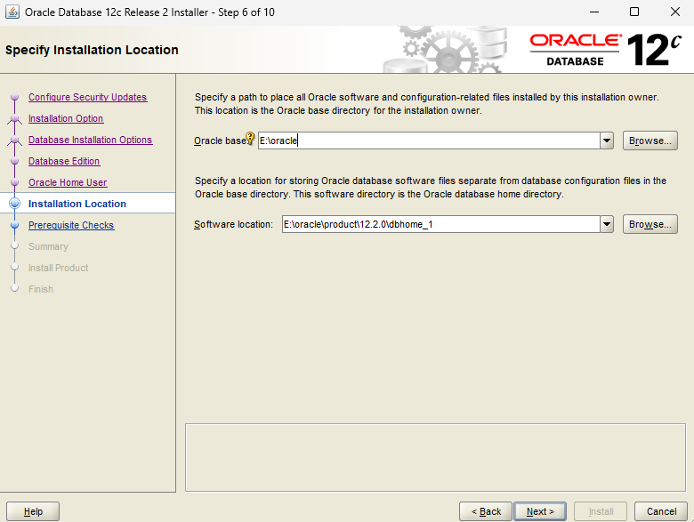 Каталоги установки Oracle